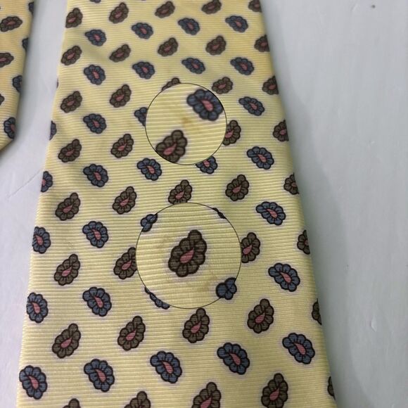 Brooks Brothers Makers Silk Necktie Tie Men's Floral Yellow Green Blue Made USA - Picture 4 of 4
